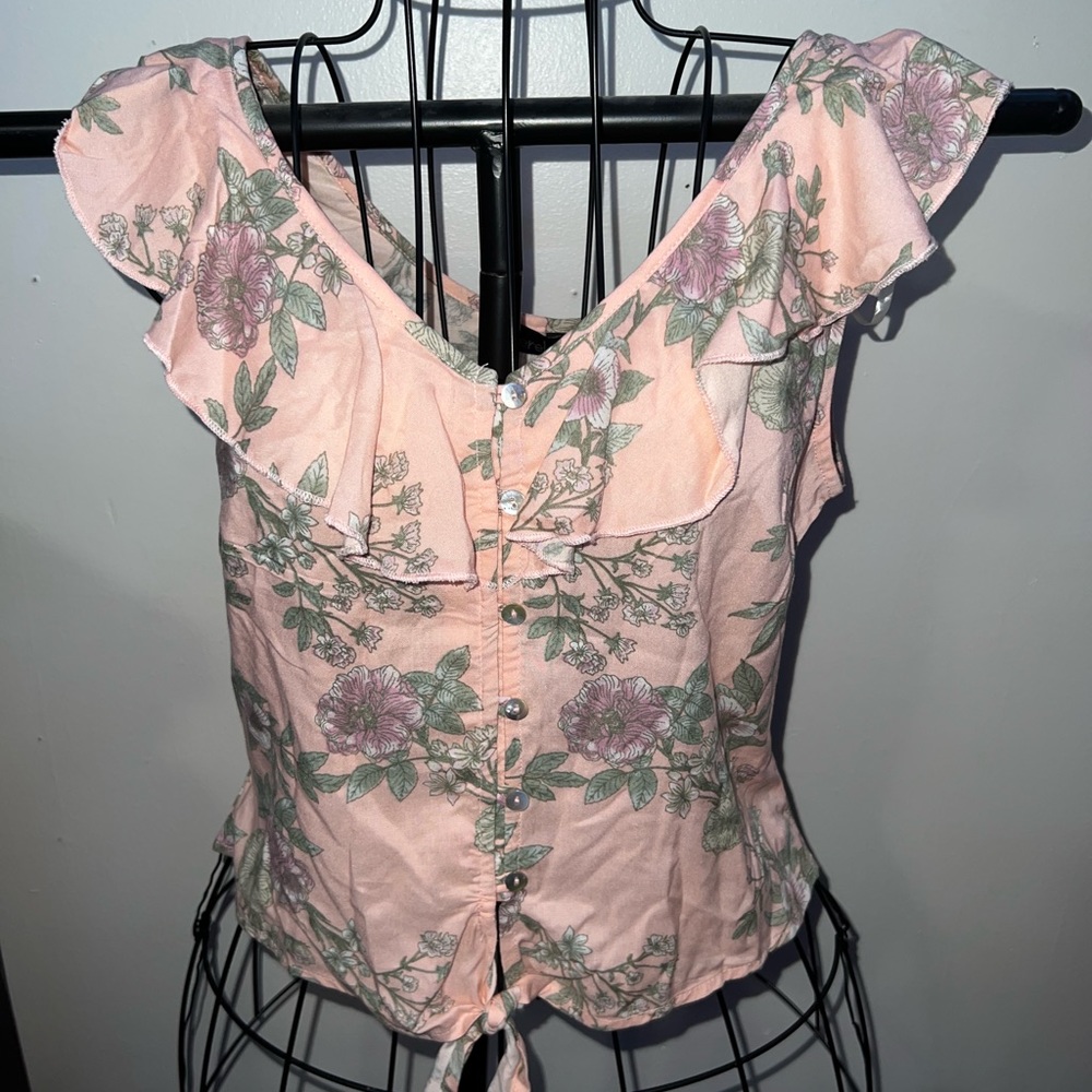 Floral apricot tank